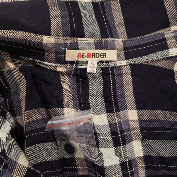 ReOrder Navy Plaid Shirt Dress XL NEW - Picture 5 of 5